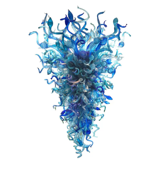 Hand Blown Glass Chandelier Lamp Indoor Ceiling Lighting Blue LED Light Source Murano Style Glass Chandeliers for Hotel Living Room Bedroom Decor LR394