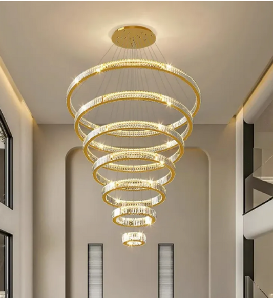 Elegant LED pendant chandeliers. Modern indoor lighting, pendant ceiling lamp, LED chandelier, decorative indoor lighting.