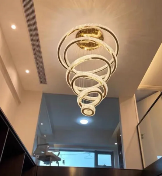 Elegant LED pendant chandeliers. Modern indoor lighting, pendant ceiling lamp, LED chandelier, decorative indoor lighting.
