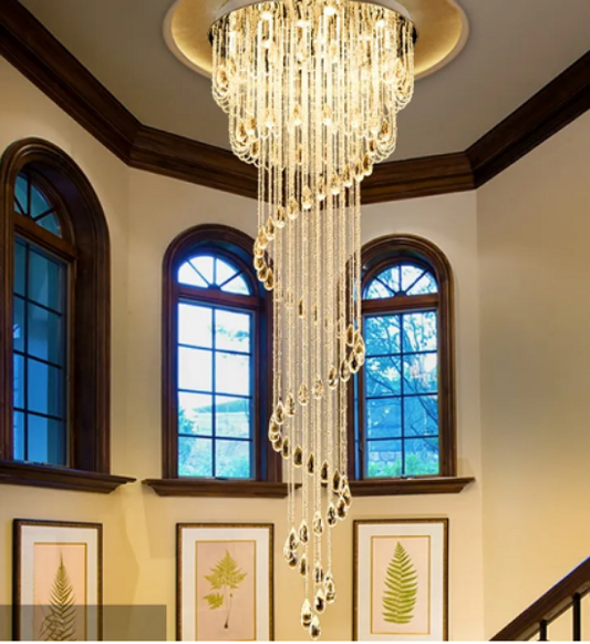 Long stair chandeliers duplex building villa living rooms staircase lamp modern minimalist crystal chandelier for dining Room Lamps LED