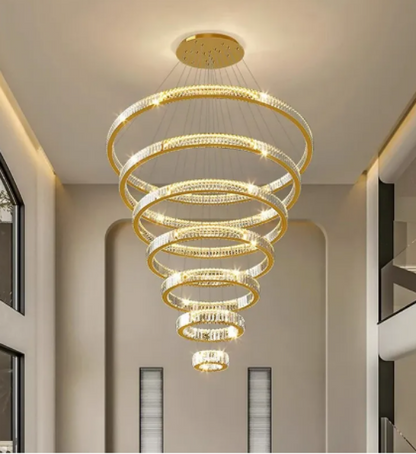 Elegant LED pendant chandeliers. Modern indoor lighting, pendant ceiling lamp, LED chandelier, decorative indoor lighting.