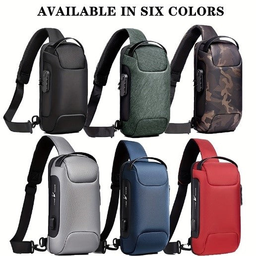 حقيبة ظهر للرجال مضادة للسرقة مع شحن USB وقفل مشفر Men's Anti-Theft Backpack with USB Charging and Coded Lock